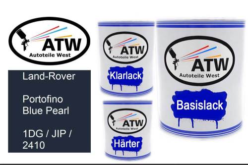 Land-Rover, Portofino Blue Pearl, 1DG / JIP / 2410: 1L Lackdose + 1L Klarlack + 500ml Härter - Set, von ATW Autoteile West.